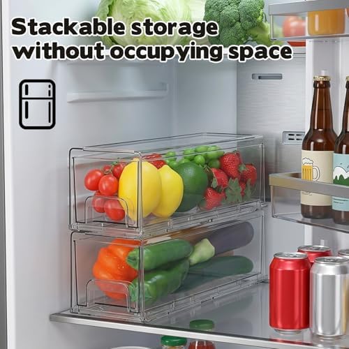 2 Set Clear Stackable Freezer Ice Bins with Scoop