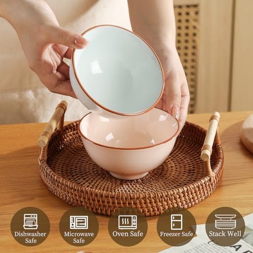 Ceramic Dessert Bowl Set of 6 - Small Porcelain Bowls for Rice, Snack
