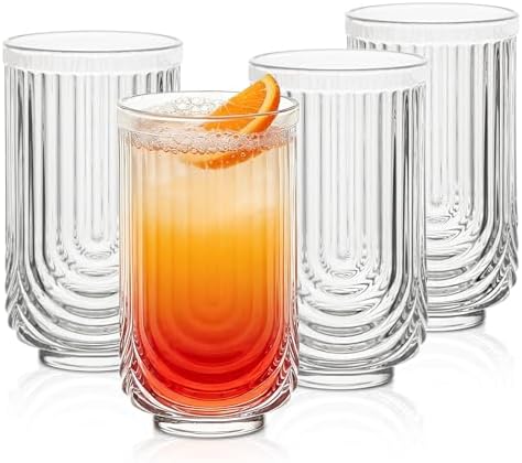 INSETLAN Vintage Glassware Arch Design Glass cups Set of 4, Fashioned