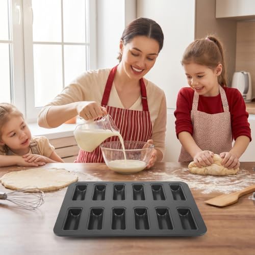 2Pcs 12 Cavity Financier Baking Pan Mold, Non-Stick Mini Loaf Muffin