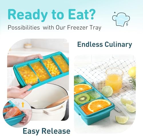 Silicone Freezer Tray With Lid Soup Freezer Container Molds with Steel