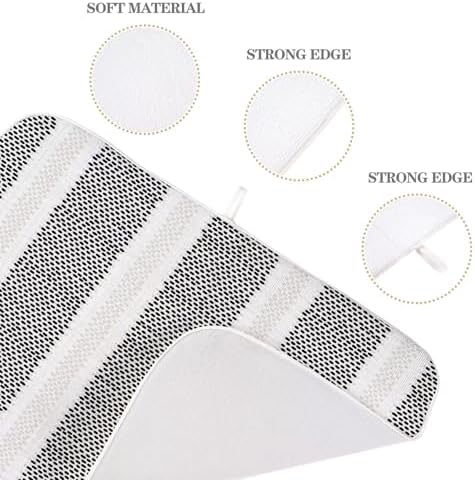 Boho Black Dish Drying Mat 18 x 24 inch Modern Geometry Polka Dot