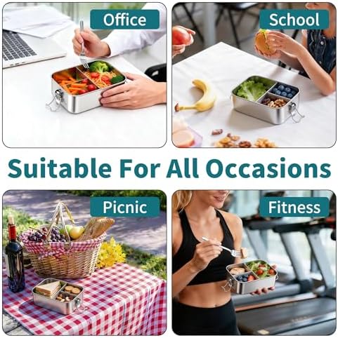 TeamFar Stainless Steel Bento Box, 28oz/850ML Metal Lunch Box with Lid