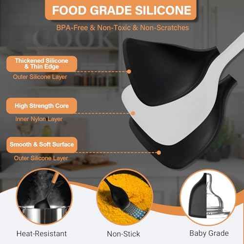4PCS Silicone Cooking Utensils Set, Large Nonstick Spatula Spoons Set