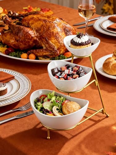 Miamolo 3 Tier Serving Bowls with Stand for Entertaining Party