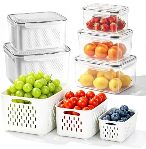 5 Pack Fruit Storage Containers for Fridge,Produce Container for
