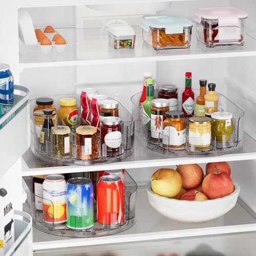 Lazy Susan Organizer for Refrigerator, 13" x 8.5" Clear Rectangular Fridge Organizer Turntable for Condiments, Spice Racks Organizer for Cabinet, Pantry & Kitchen Countertop(1 Piece)