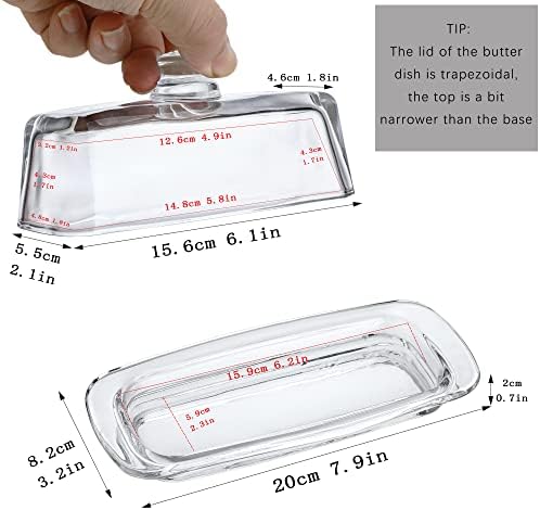 8'' Art Glass Butter Dish with Lid,Classic Covered 2-Piece Butter