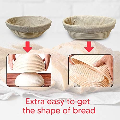 Banneton Bread Proofing Basket 23 Piece Set, Round 9 and Oval 10 Inch