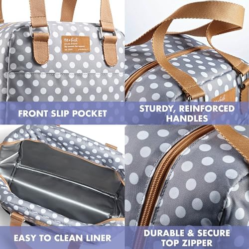 Fit & Fresh Minneola Insulated Lunch Bag, Grey Dot
