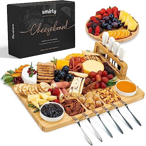 SMIRLY Charcuterie Boards Set, Large Cheese Board with Accessories, Bamboo