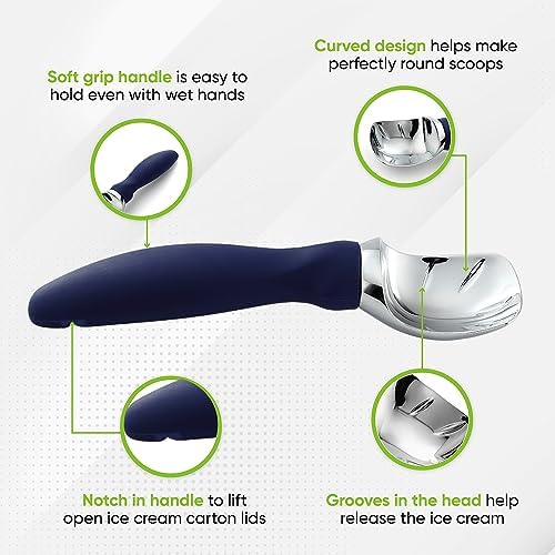 Spring Chef Heavy Duty Metal Ice Cream Scoop w/Soft Grip Handle