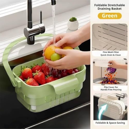 Foldable Hanging Sink Drain Basket Stretchable Kitchen Colander with