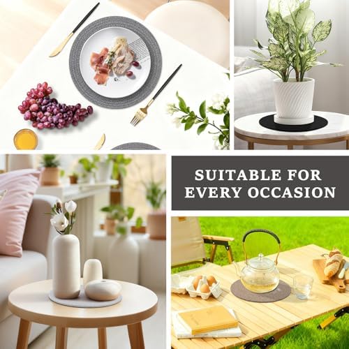 Round Placemats Set of 6, Cotton Rope Woven Table Mats, Hot Pads for