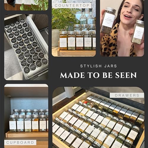 FINESSY Spice Jars with Label Farmhouse + Bread Box for Kitchen Bundle