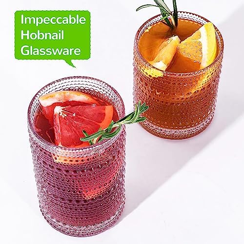 Vintage Hobnail Drinking Glasses Set of 12-14 oz Old Fashioned Water