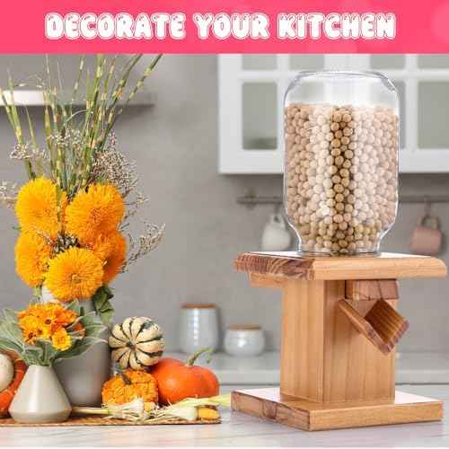 Maxdot 2 Pcs Wooden Candy Dispenser Machine Wood Cereal Storage Containers for Gummy Versatile Snack Storage Machine Dispenser Countertop Suitable for Candy Bean and Cereal(light brown)