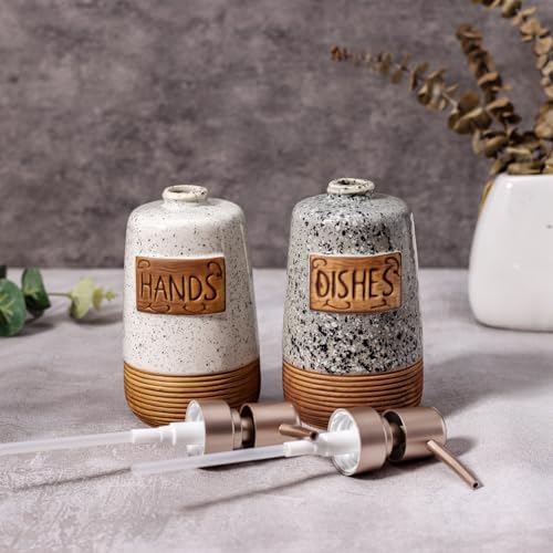 Hand and Dish Soap Dispenser Set, Ceramic, 15 OZ
