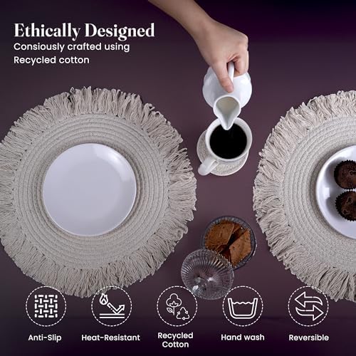 Fine Living 15 Inch Round Placemats Set of 6 with 6-Free