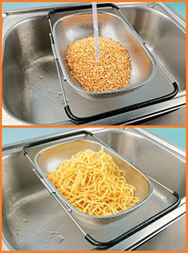 Over the Sink Strainer, Stainless Steel Kitchen Colander with