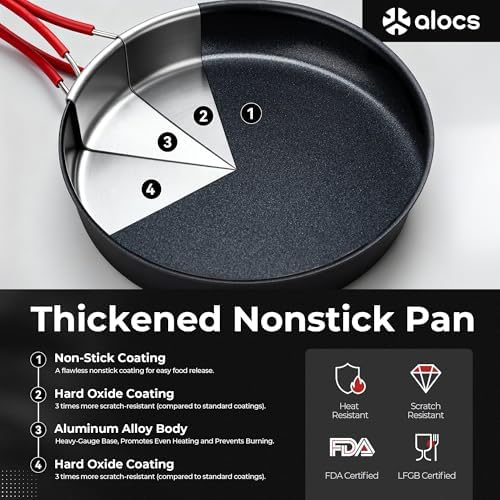 ALOCS Camping Cookware Set Camping Gear Compact Camping Pots and Pans