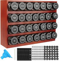 Bamboo Spice Rack Organizer with 28 Glass Spice Jars 4 oz Set Cherry
