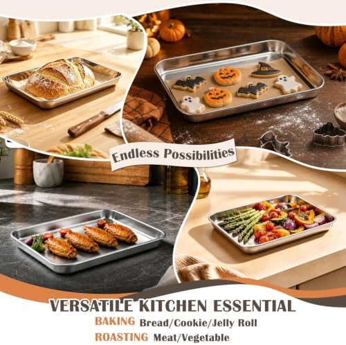 9.4"x7" Baking Sheet Pan(2Pcs), Joyfair Stainless Steel Toaster Oven