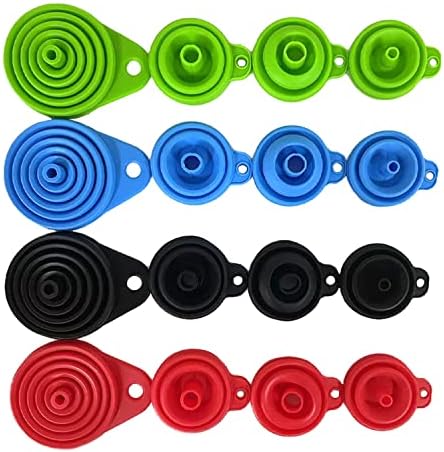 Set of 4 Silicone Collapsible Kitchen Funnel - X-Small to Large Sizes