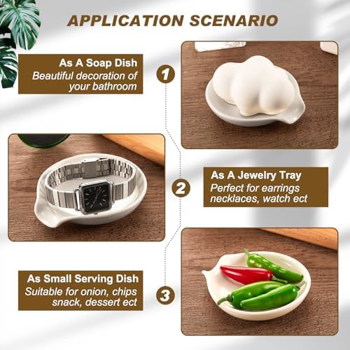 Bokon 8 Pack Ceramic Spoon Rest with Holder, 3.58 Inch Utensil Rest
