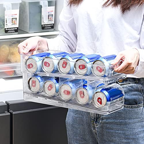 Double Soda Can Dispenser for Refrigerator, Fridge Organizer Stackable