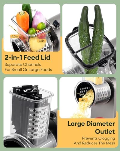 300W Electric Cheese Grater with 5 Stainless Steel Blades