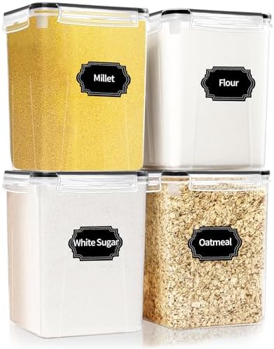 HKJ Chef 4-Pack Airtight Food Storage Containers, 5.2L / 176oz