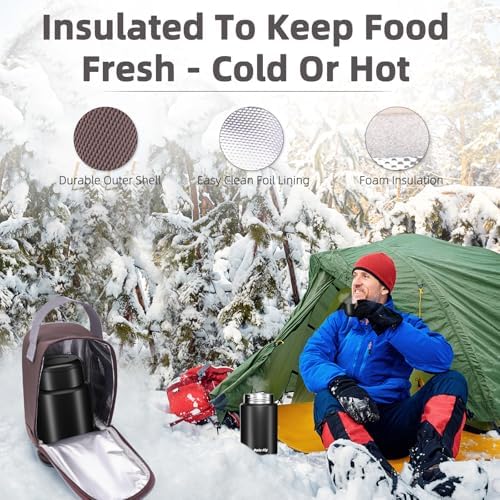 Insulated Food Jar 18oz Stainless for Work/Travel Black