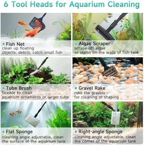 hygger 6-in-1 Aquarium Cleaning Tools, Multipurpose Fish Tank Cleaning