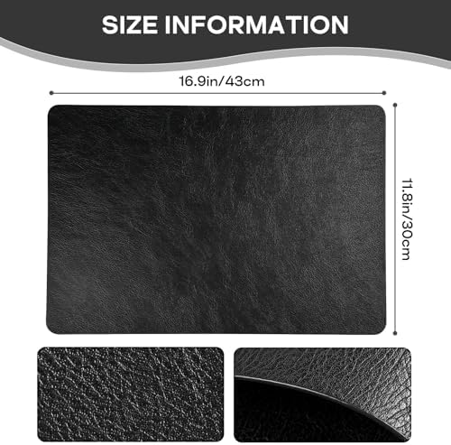 Faux Leather Placemats Set of 6, Washable Place Mats, Vinyl Placemats