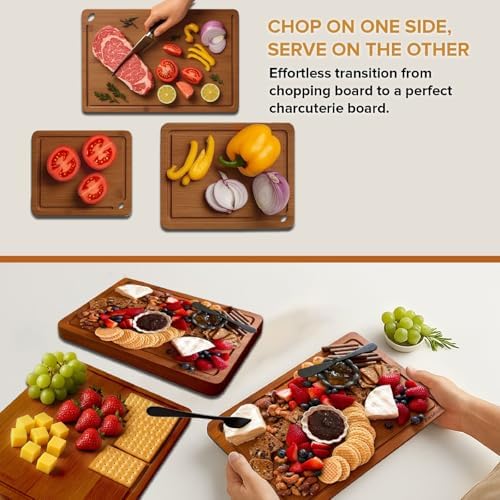 Bamboo Chopping Board, Durable Chopping Board Bamboo with Deep Juice