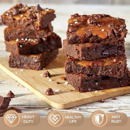 HONGBAKE 8x8 Cake Baking Pan Set, Nonstick Square Brownie Pans with