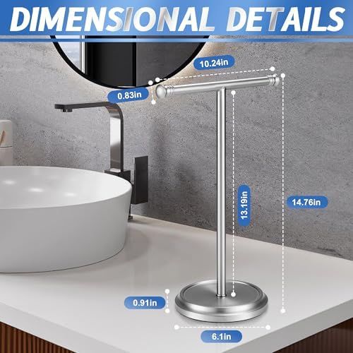 Hand Towel Holder Stand, 14 Inch, Brushed Nickel