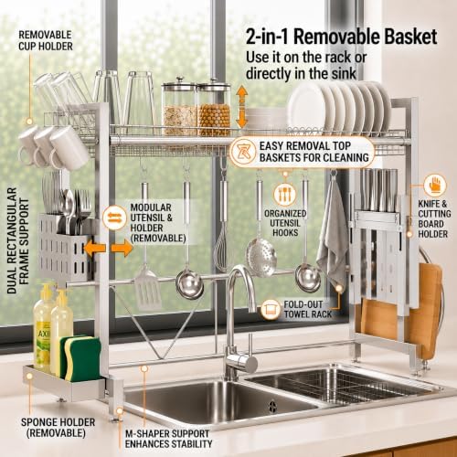 Over-the-Sink Expandable Dish Drying Rack