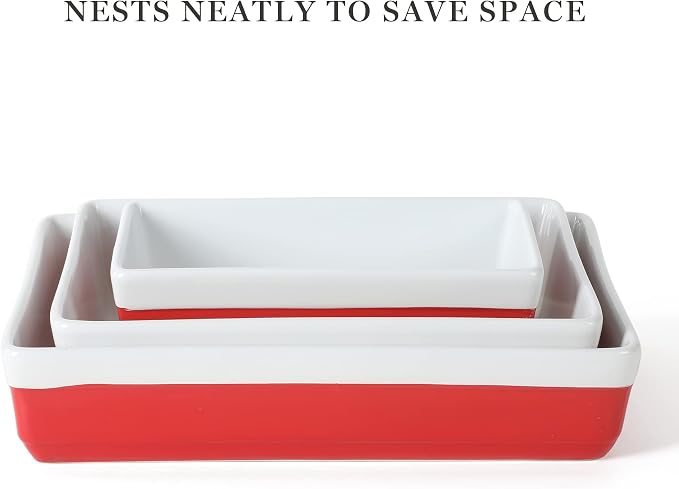 MARTHA STEWART 3-Piece Oven to Table Stoneware Bakeware Set – Baking Dish & - Image 4