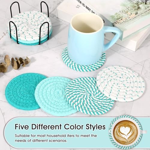 Mckanti 8 Pcs Coasters for Drink with Holder, 4 Colors Absorbent