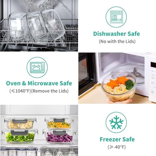 AMALEKO 34pc Glass Food Storage Containers, Gray