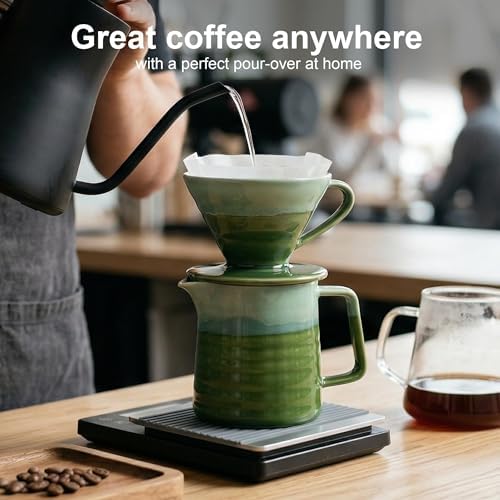 Topadorn 15oz Pour Over Coffee Maker Set, Ceramic Dripper & Carafe