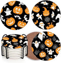 Britimes Halloween Coasters for Drinks, Set of 6, Ceramic Stone