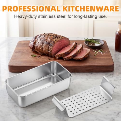 Leonyo 9x5 In Meatloaf Pan with Drain Tray, Bread Loaf Pan for Oven