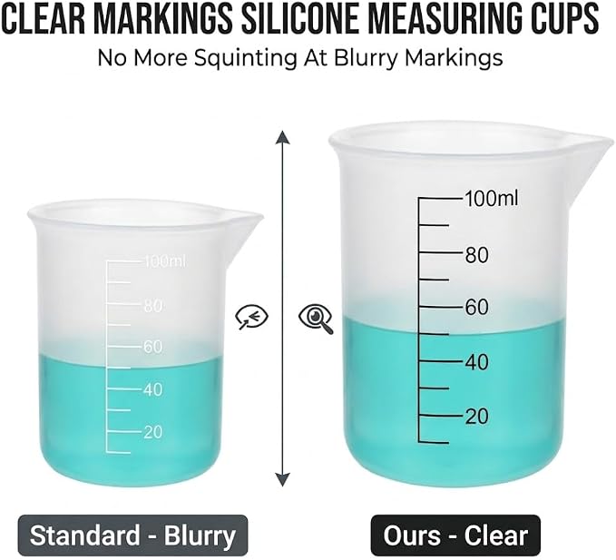 8 PCS Silicone Measuring Cups Kits, Silicone Measuring Cup, 100ml Non-Stick - Image 2