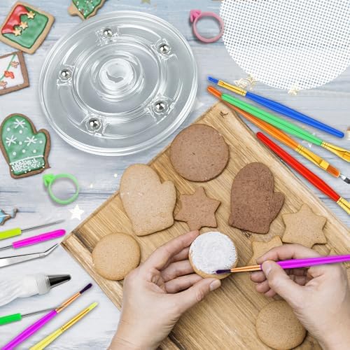 56 PCS Cookie Decorating Kit Supplies Including Acrylic Turntable