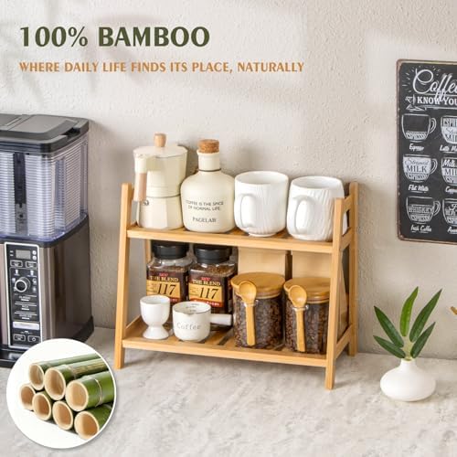 ANBOXIT Bamboo Matcha Station Organizer, 2 Tier