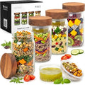 EDELHAUS Glass Salad Jars with Acacia Lids, 4 Pack
