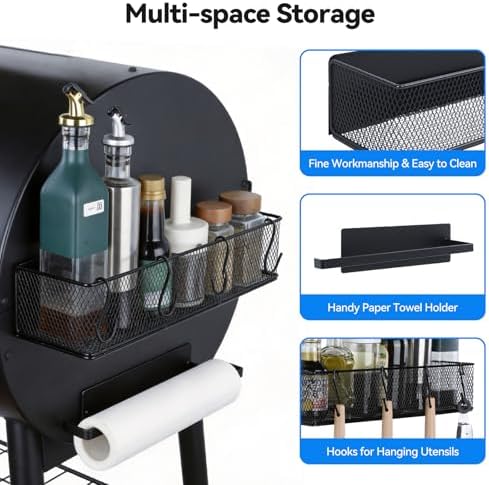 2 Pack Magnetic Storage Bins with Paper Towel Holder for Traeger